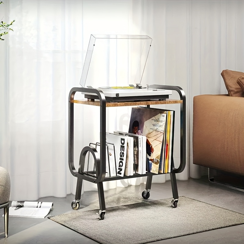 Gaming Console Cabinet - Metal Record Player Stand with Storage