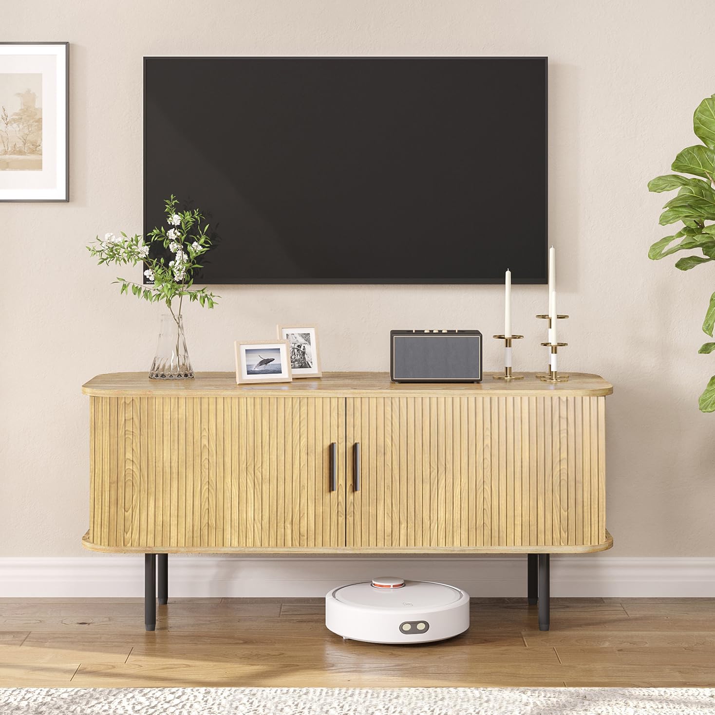 Natural Fluted TV Stand 60 Inc - огляд і ціна Gaming Console Cabinet