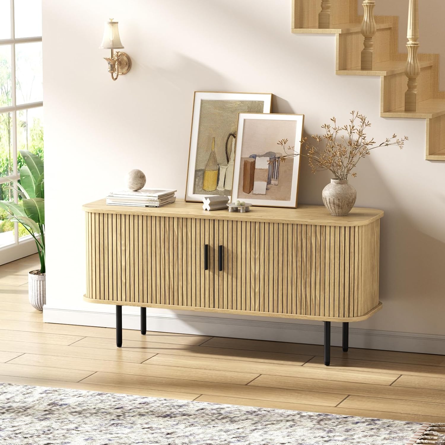 Natural Fluted TV Stand 60 Inc - огляд і ціна Gaming Console Cabinet