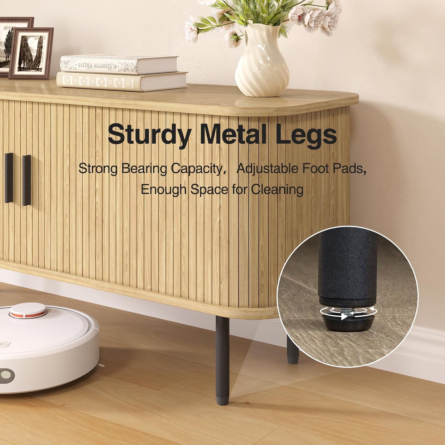 Natural Fluted TV Stand 60 Inc - огляд і ціна Gaming Console Cabinet