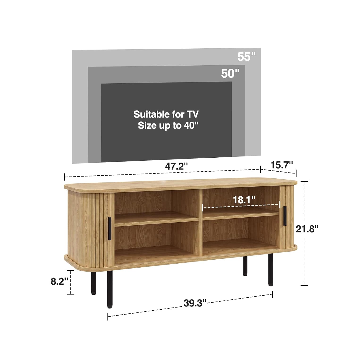 Natural Fluted TV Stand for 60 - огляд і ціна Gaming Console Cabinet