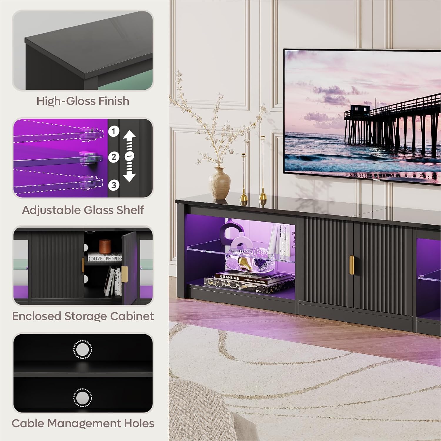 80 Inch TV Stand 75-90 Inch TV - огляд і ціна Gaming Console Cabinet