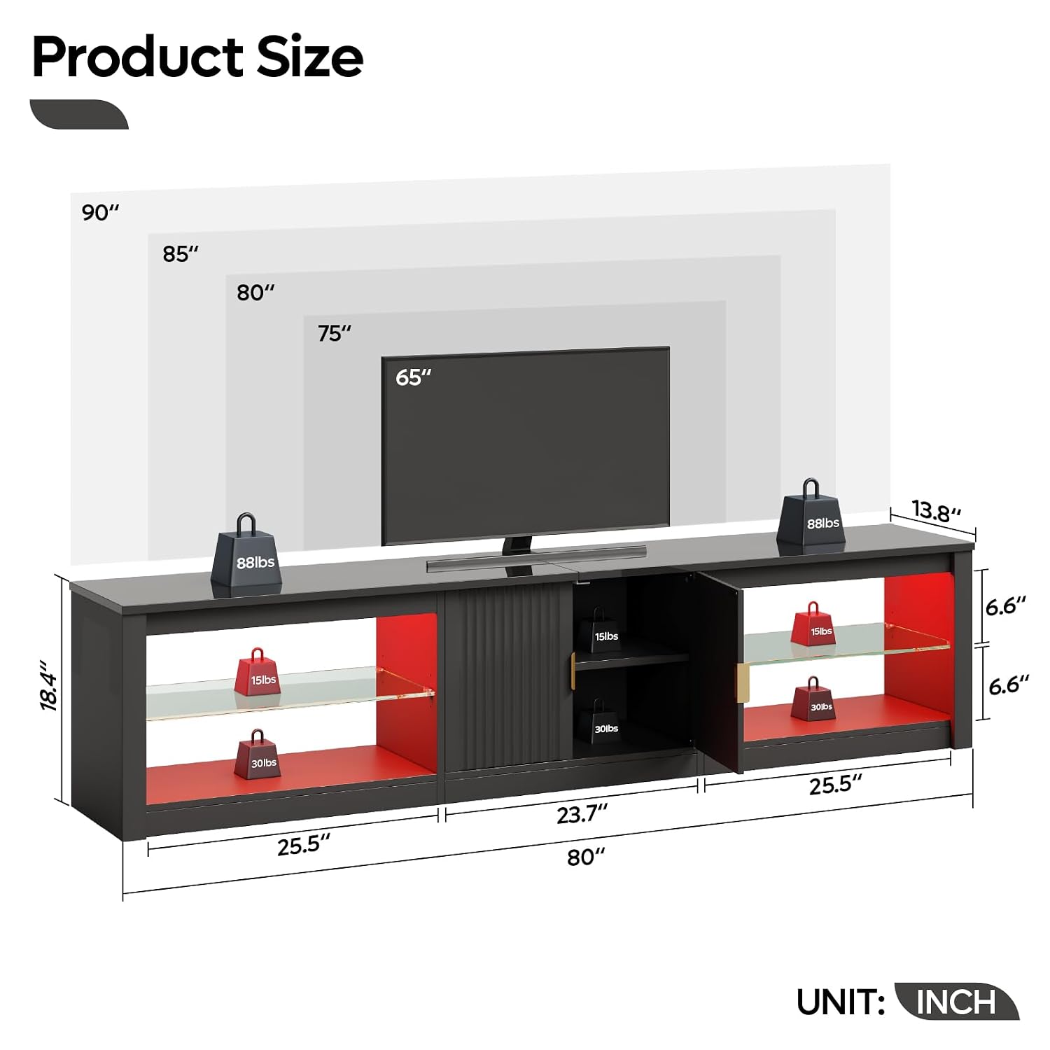 80 Inch TV Stand for 75-90 Inc - огляд і ціна Gaming Console Cabinet