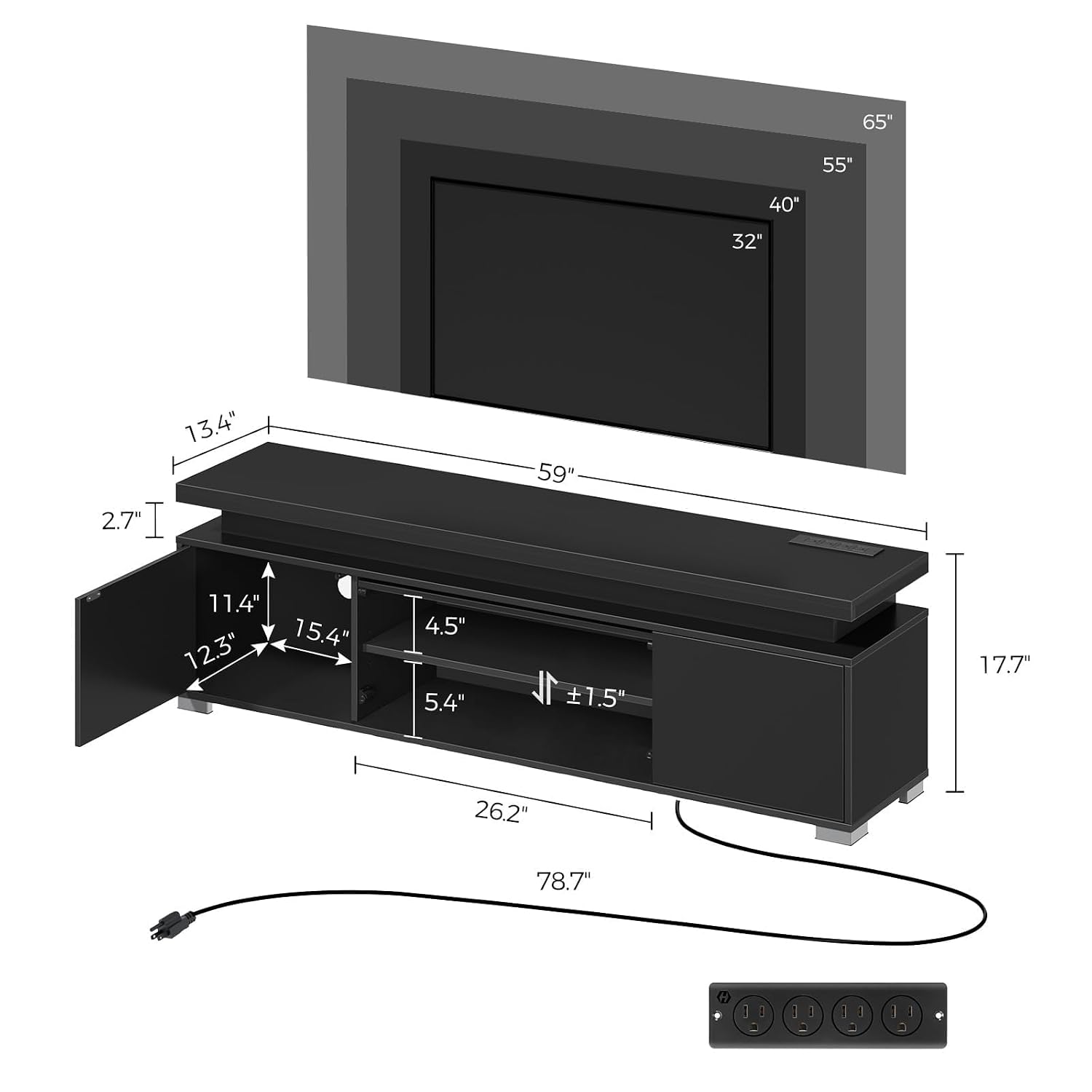 TV Stand with Power Outlet & L - огляд і ціна Gaming Console Cabinet